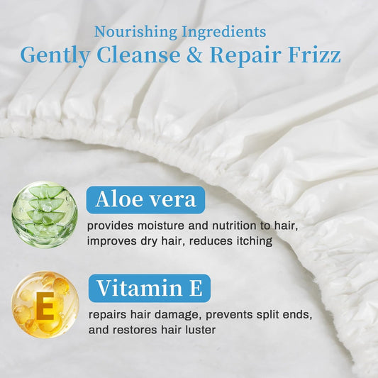 2PCS Shampoo Caps No Rinse - Rinse Free dry Shower Cap Shampoo Conditioner Rinseless Waterless Hair Washing Cap For Elderly Adults Men Women Hospital After Surgery Bedridden Patient(Short Hair)