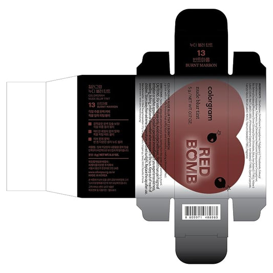 COLORGRAM NUDE BLUR TINT 13 BURNT MARRON | Soft Velvet Matte Liquid Lipstick & Cheek Tint | Lightweight Blurring Tint for a Smooth & Airbrushed Finish | Long-Lasting & Non-Sticky Formula