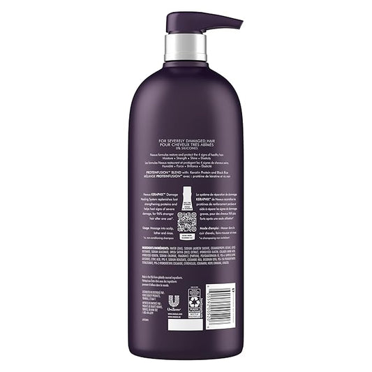 Nexxus Keraphix Shampoo With ProteinFusion for Damaged Hair Keratin Protein, Black Rice, Silicone-Free 33.8 oz