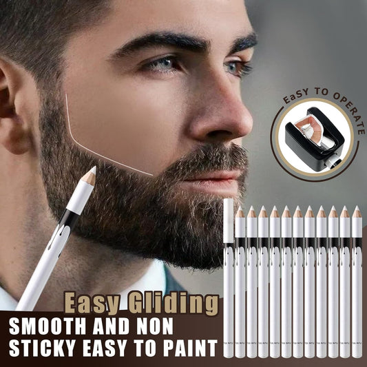 12Pcs White Barber Pencil Set Magic Hairline Pencils for Lineup Beard Shaping Guide Pen with Sharpener Barber Chalk for Men Hair Makeup Design
