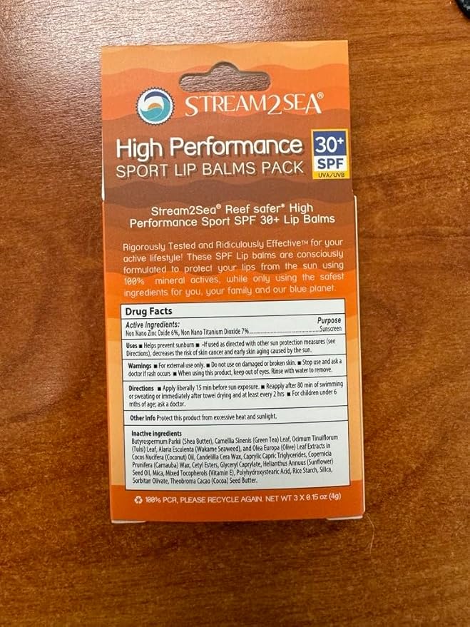 STREAM 2 SEA SPF 30 Organic Lip Balm Set, Reef Safe Cherry Vanilla, Naturally Naked and Cucumber Mint, Moisturizing + Sun Protect Outdoor Lip Balm For Beach and Sports, Paraben Free Lip Moisturizer