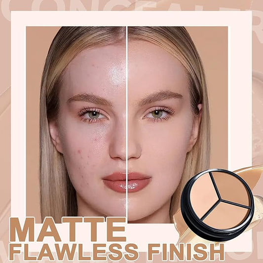 6 Colors Correcting Concealer Palette, Makeup Cream Contour Palette with Brush, Contouring Foundation Highlighting Concealer Palette for Conceals Dark Circles, Redness, Acne, Blemish (E)