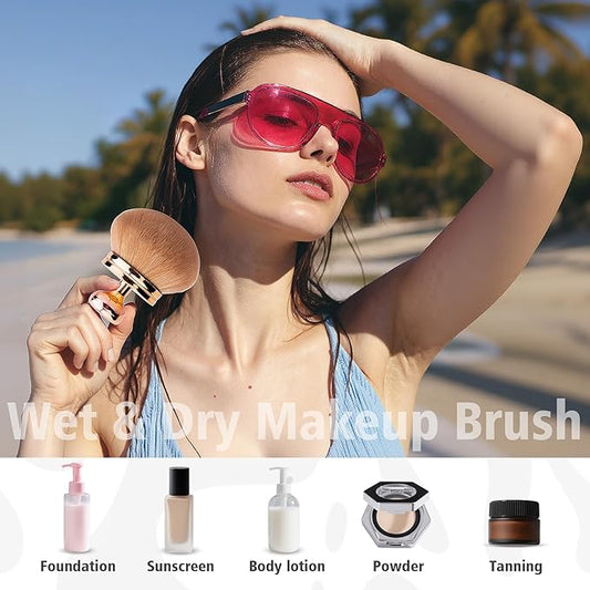 Self Tanner Brushes- Extra Large Body Makeup Brush & Back Lotion Applicator, 2 Pcs, Body, Leg and Face Kabuki Brush, Back Applicator for Self Tan, Sunscreen, Lotion, Makeup, Blend & Blur (Rose Gold)