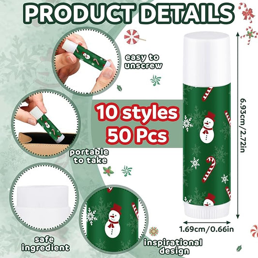 50 Pcs Lip Balm in Bulk Gift Set Moisturizing Lip Moisturizer Candy Themed Baby Shower Favors Candy Themed Gifts with Assorted Fruit Flavors for Women Men Dry Chapped Lips Christmas Gifts