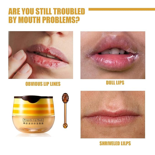 4 Pcs Lip Balm Honey Pot, Honey Moisturizing Lip Mask Reduces Lip Lines,Prevention Dry and Cracked Lip Scrubs Exfoliator.