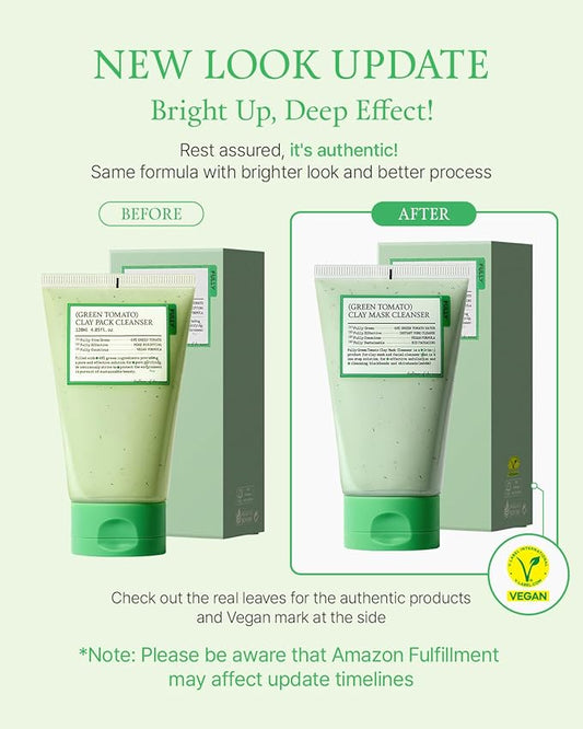 FULLY Green Tomato Pore Detox Clay Mask Cleanser, Pore Minimizing, Blackhead Care, Sebum Control, Exfoliation, Vegan, Face Wash, Sensitive Skin, Korean Skincare 4.05 fl.oz