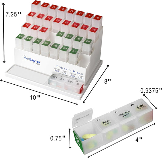 Monthly Pill Box Organizer, 4 Times a Day, Large 31 Daily Pill Cases with Compartments for Vitamins, Supplements, Medication, 31 Day Pill Organizer