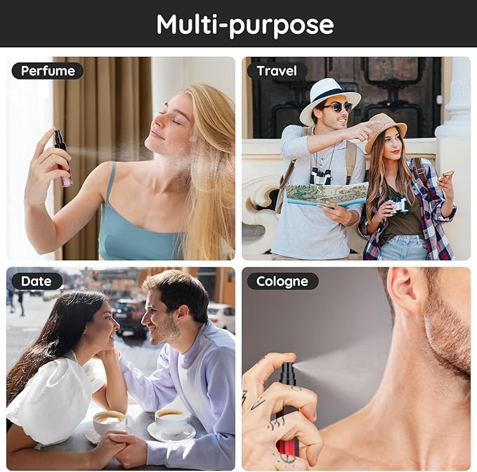 Segbeauty Travel Perfume Bottle Refillable, 2pcs 10ML Mini Glass Perfume Bottles Empty, Portable Cologne Spray Bottle Small Toiletries Cosmetic Supplies Sample Container Atomizer Travel Essential