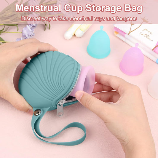 Desing Wish Menstrual Cups Case Storage Bag Travel Period Cup Carrying Pouch Washable Leak-proof Silicone Bag for Menstrual Cup, Tampons, Keys and Other Small Items (Light Green)