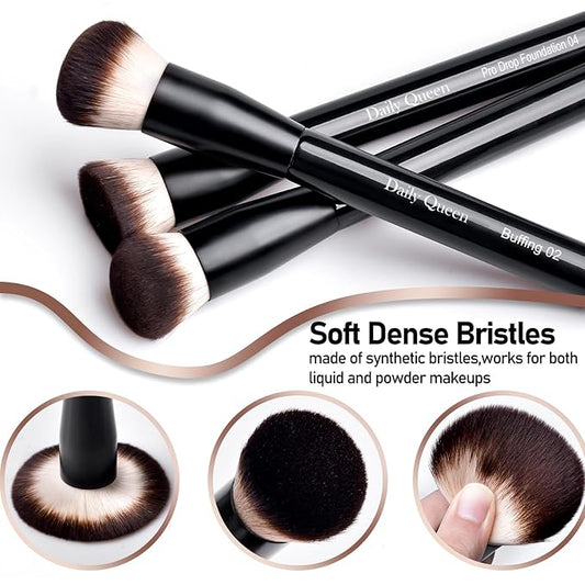 25 pcs Makeup Brush Set Holder Black Professional Kabuki Powder Concealers Eye shadows Blush Eyeliner Eyebrow Contour Eye blending Brushes (25pcs brush with holder)