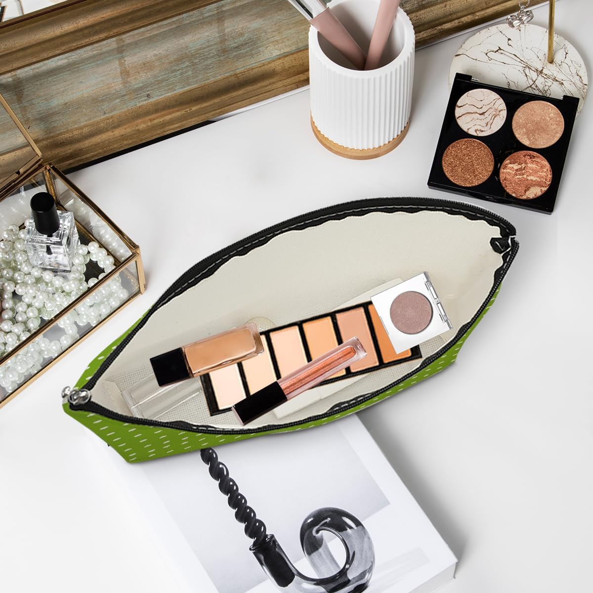 4pcs Colorful Polka Dot Makeup Bags Make up Bag Cosmetic Bags, Christmas Wedding Anniversary Birthday Friendship Gifts for Women Girls Best Friends Bridesmaid Bestie Mom ZIpper Travel Toiletry Bag