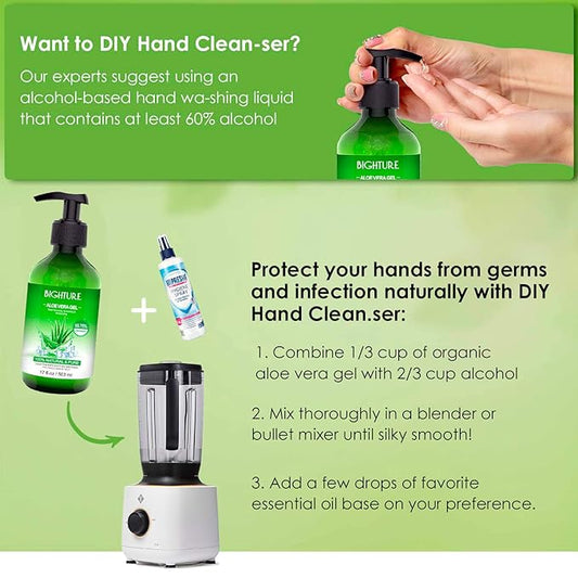 Aloe Vera Gel for Face - Organic Aloe Vera Gel from 100 Percent Pure Aloe Vera Use to Skin Sunburn Relieve, Soothing and Firming