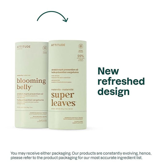 ATTITUDE Plastic-Free Pregnancy Stretch Mark Prevention Oil, EWG Verified, Dermatologically Tested, Plant and Mineral-Based, Vegan Maternity Products, Pink Argan, 3 Ounces