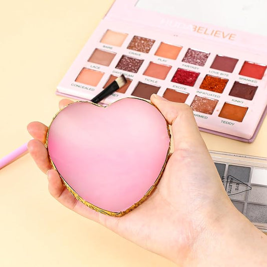 Resin Nail Art Palette Nail Mixing Palette Nail Art Painting Mixed Color Palettes Gold Edge Nail Holder Display Board Cosmetic Mixing Tools (Pink)