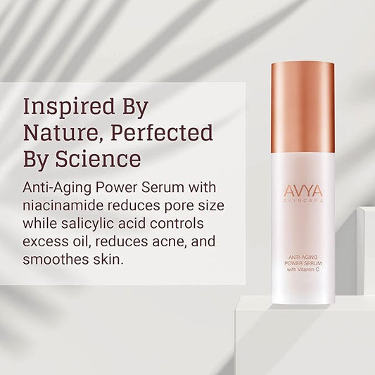 AVYA Anti-Aging Power Serum - Hyaluronic Acid Face Serum Plumps and Brightens Skin/Retinol Treatment Reduces Fine Lines and Boosts Collagen for Smoother Skin / 1oz (30ml)