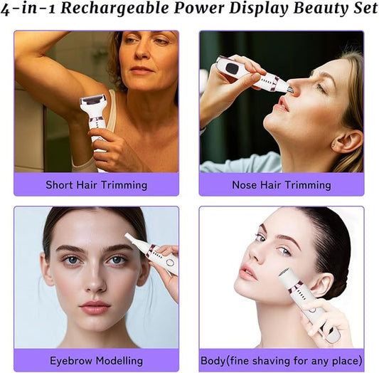 Electric Razors LED Display for Women Men, 2025 Wet/Dry Ladycsdc Shaver,4 in 1 Cordless Hair Remover with IPX7 Waterproof,Smooth & Silky HTYSFTb Electric Grooming Set