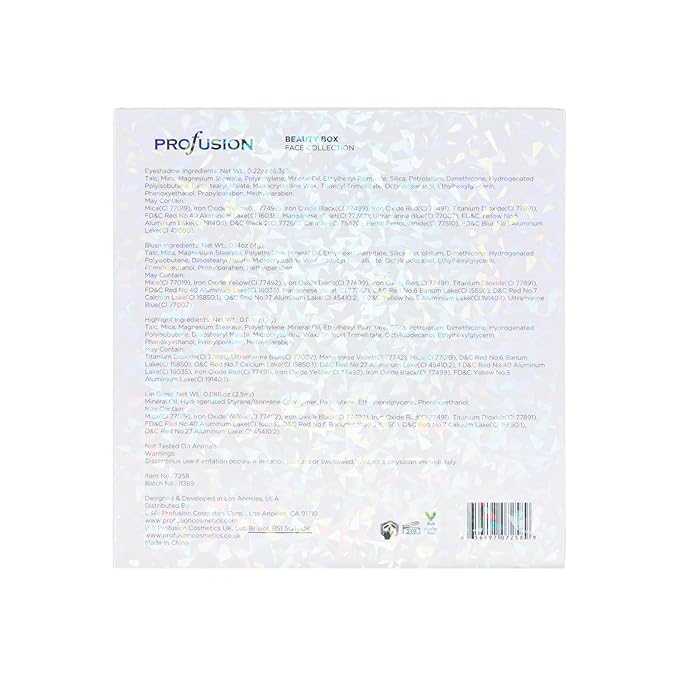 Profusion Cosmetics White Crystals Beauty Box with Makeup Shades, Lip Gloss, and Premium Brushes for Flawless Look, Ideal Gift for Makeup Enthusiasts