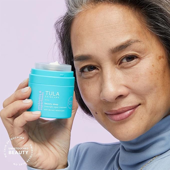 TULA Skin Care Beauty Sleep Overnight Repair Treatment - Anti-Aging, Night Cream, Contains Natural Peptides, AHAs, Retinol, Vitamin C to Reduce the Appearance of Lines and Dull Tone, 1.7 oz.