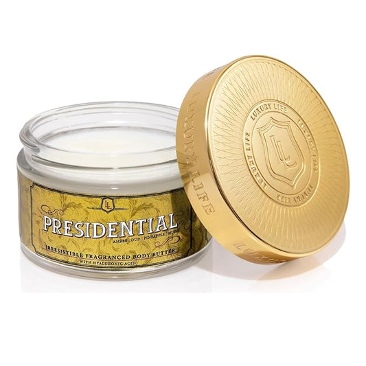 LUXURY LIFE BUTTER - Irresistibly Scented Body Butter with Hyaluronic Acid for Ultimate Moisture. Luxurious Natural Fragrance. Hydrates for a Non-Greasy Glamorous Glow, Presidential, 5 oz.