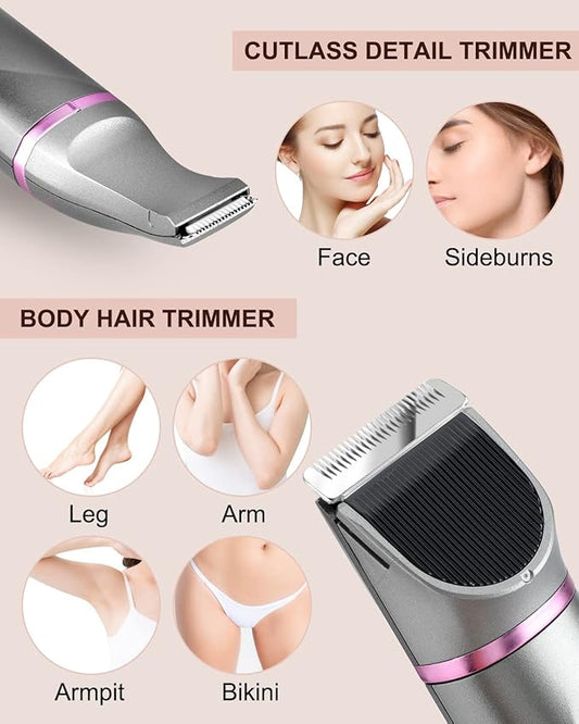 Pubic Hair Trimmer Women Bikini Trimmer Electric Shaver Razor for Bikini Armpit Legs Groin Hair Removal Body Hair Trimmer, Rechargeable Waterproof for Wet and Dry Use,Gray&Purple