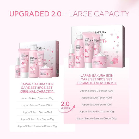 Skin Care, Skin Care Set, Skin Care Kit with Cleanser, Toner, Serum, Eye Cream, Face Cream for Women Teen Girls Mom Daughter Women Beauty Gift Sets 5pcs (Large Capacity Version)