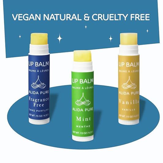 Favorites Lip Balm Collection, Vegan Lip Balm Set, Bees Wax Free, Coconut Oil Free, Avocado Oil, Organic Jojoba Oil, Vitamin E, Natural Moisturizer For Dry Cracked Lips, 3 Tube Set