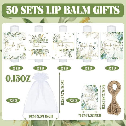 50 Set Employee Appreciation Gifts Bulk Baby Shower Favors Lip Balms Bulk Thank You Gifts Wedding Bridal Shower Bachelorette Gifts Prizes for Guests Women Teacher Coworker Nurse(Eucalyptus)