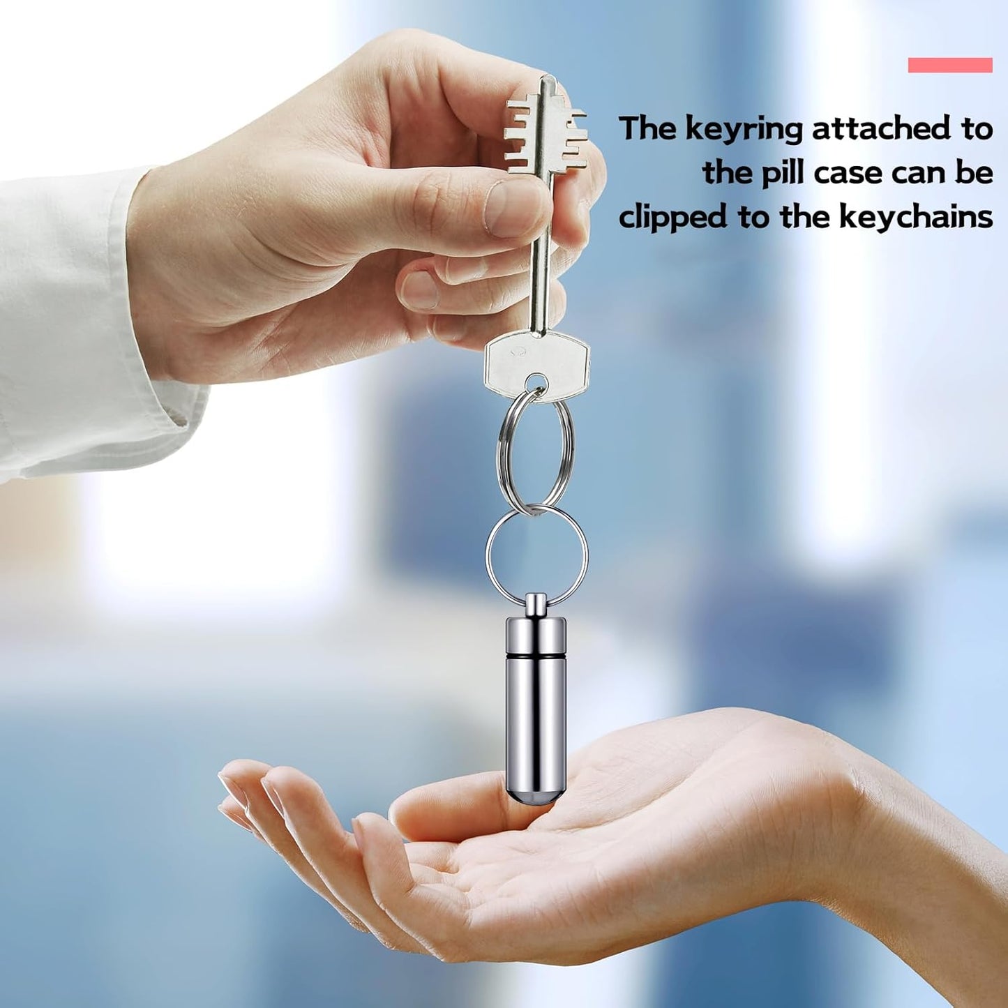 Patelai 12 Pcs Portable Keychain Pill Holder Mini Pocket Pill Case for Men Women Aluminum Geocache Containers Waterproof Metal Medicine Bottle Organizer for Outdoor Camping Travel(Silver)