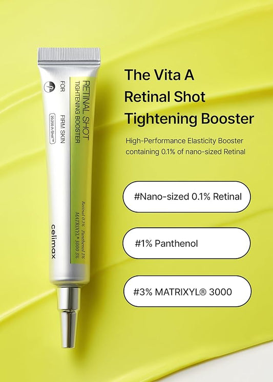 celimax The Vita A Retinal Shot Tightening Booster | with Retinal 0.1%, Matryxyl 3%, Pore Minimizer, Wrinkles & Fine Lines, Firmer Skin, 15ml