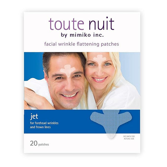 Toute Nuit Wrinkle Patches – Jet – Face Tape for Forehead and Large Frown Lines – Hypoallergenic Anti Wrinkle Patches – 20 Count, Made in USA