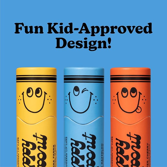 Poppy & Pout Kids Jumbo Lip Balm | All Natural Lip Balms & Moisturizers | Hydrates with Beeswax, Vitamin E, Organic Coconut Oil | Cruelty-Free | Lip Balm in Recyclable Cardboard Tube (Bloo Razzeloo)