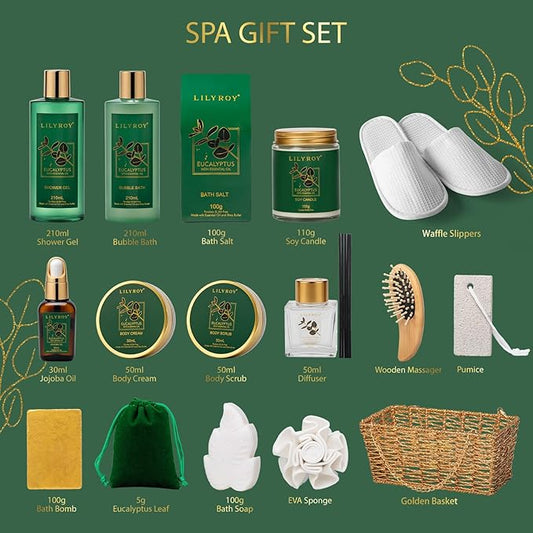 18-Piece Luxury Spa Gift Basket Set for Fathers Day Bath & Body Care Kit for Women & Men Perfect Gift for Christmas Mother's Day Birthday with Shower Gel & More Great for Holidays & Special Occasions