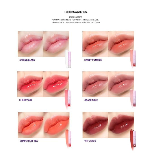 keybo Lip Plumper Dotom Lip Plus 16 Colors, 3 Steps Extreme Plumping Clear Lip Gloss by Essence Lip Care Oil & 16 Color Tints from Korean Makeup (31. Grand Master-Spring Glass)