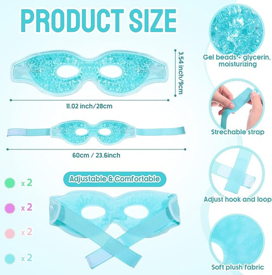 8 Pcs Gel Eye Mask Reusable Cooling Eye Mask Hot Cold Eye Mask with Plush Backing Eye Ice Pack for Cold Compress Dry Eyes Stress Relief Skin Care