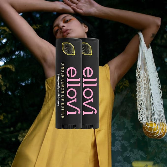 Natural Lip Butter Lip Balm - Ginger Lemon - Pure Enough to Eat - Made With Just 6 Vegan Ingredients - 100% Natural & Organic Moisturizing Lip Care for All Day Hydration (2-Pack)