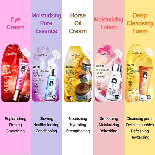 Skin Hydrating Kit Travel Mini Size 5 STEP Skincare Set for Healthier 30 Days Supply with Pouch