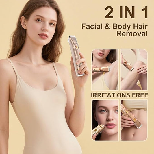 Dermave Bikini Shaver - Bikini Trimmer for Women, Waterproof Dual Head Shaver (Gold)