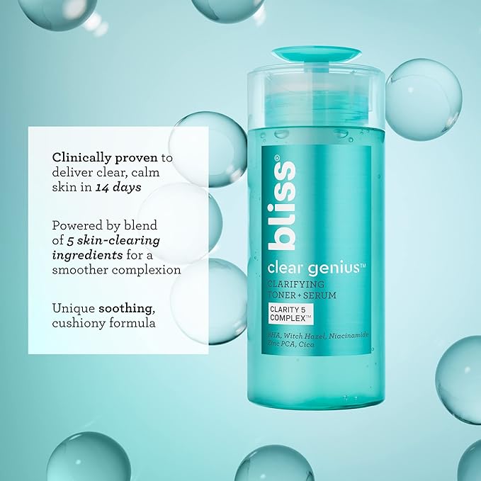 Bliss Daily Acne Routine Kit (2pc Set) Cleanse and Tone for Acne, Pores