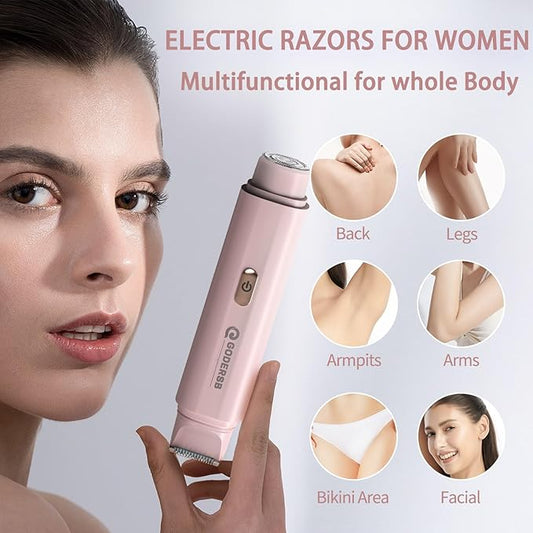 Bikini Trimmer for Women, Waterproof Electric Bikini Shaver Cordless Recharge Razors for Women for Leg Bikini Area Face Armpit & Body Trimming, Ideal Gifts for Ladies - Pink