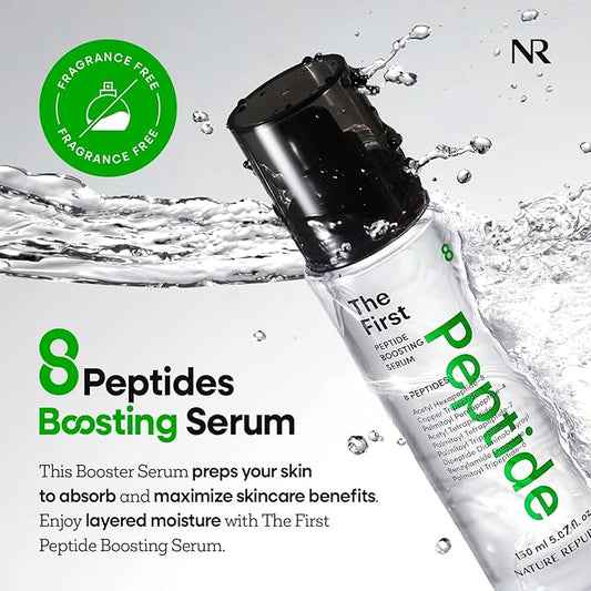 Nature Republic The First Peptide Boosting Serum, 8 Peptides, Niacinamide & Triple Hyaluronic Acid Complex,17 Amino acids,for All Skin Types, Korean Skin Care150ml/5.07 fl oz