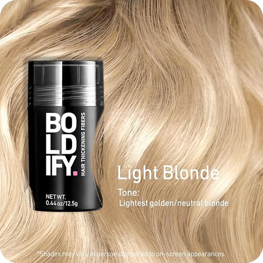 BOLDIFY Hair Fibers (12.5g) - Fill In Thinning and Fine Hair for an Instantly Fuller, Thicker Look - 14 Shades for Women & Men - Light Blonde