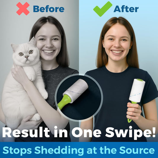 PetLovers Extra Sticky Lint Roller Mega Value Set 450 Sheets for Pet Hair Removal and Clothes, Dog and Cat Lint Remover 5 Pack Green