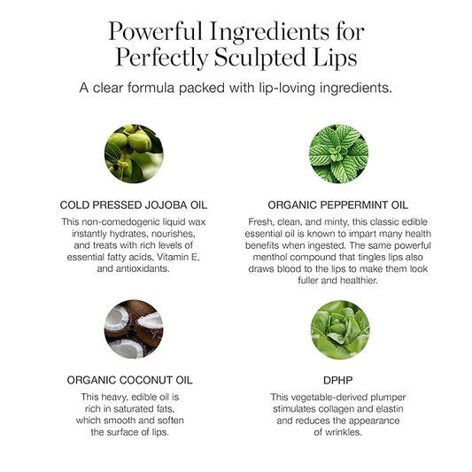 Ogee Sculpted Lip Oil - Lip Stain Made with 100% Organic Coconut Oil, Jojoba Oil, and Vitamin E - Best as Lip Balm or Overnight Lip Treatment - CLEAR