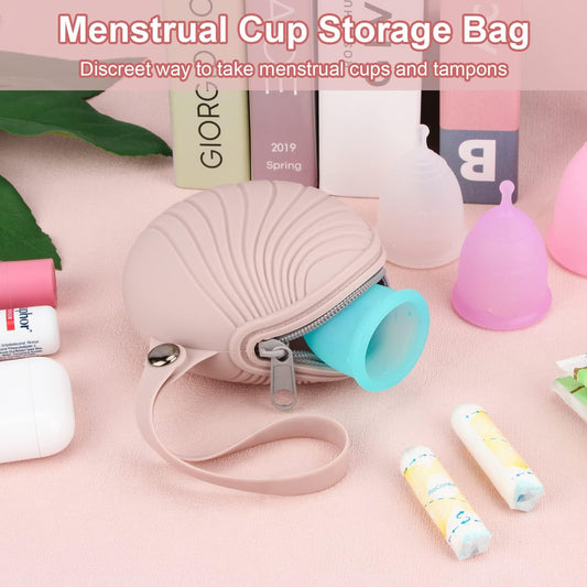 Desing Wish Menstrual Cups Case Storage Bag Travel Period Cup Carrying Pouch Washable Leak-proof Silicone Bag for Menstrual Cup, Tampons, Keys and Other Small Items (Pink)