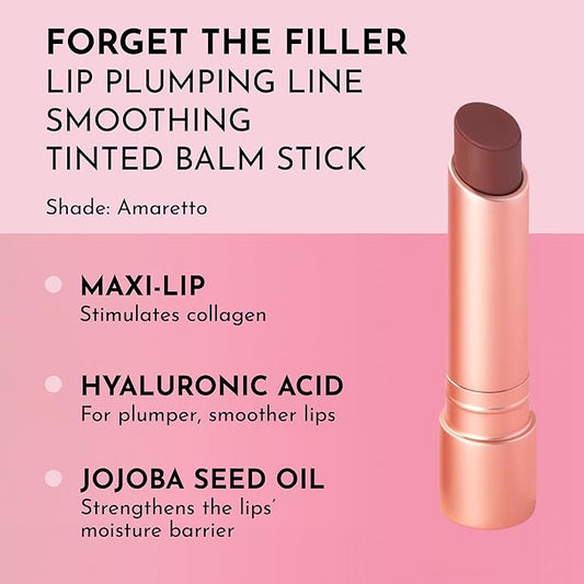 LAWLESS Forget the Filler Lip Plumping Line Smoothing Tinted Balm, Amaretto, Brown, 0.09 Ounce