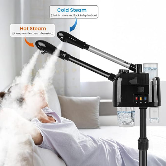 Hot and Cold Facial Steamer Professional Facial Steamer on Wheels for Esthetician Facial Deep Cleaning