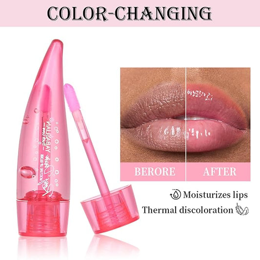 6PCS Aloe Vera Lip Gloss, Long Lasting Nutritious Lip Balm Moisturizing Aloe Vera Lip Oil for Lip Treatment and Dry Lips, Color Changing Lipstick Tinted Lip Balm Set (B)