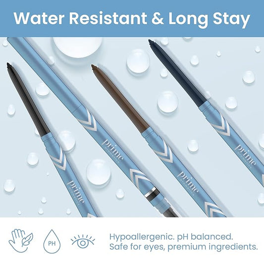 PrimeEyes Glide Eyeliner for Mature Women – Water-Resistant, Long-Stay and Mess-Proof – Gel Cream Texture, Discreet Sharpener and Effective Smudger (Black)