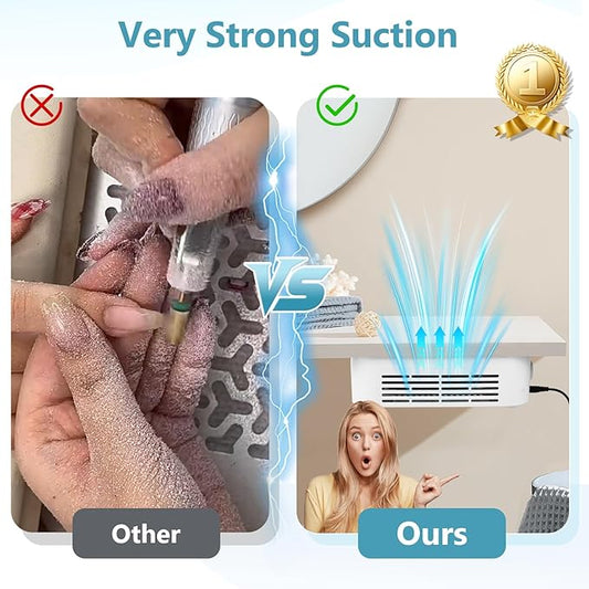 LIONVISON Nail Dust Collector For Salons: Manicure Pedicure Tool for Beginners DIY Nail Tech - Reusable Filter Fan Dust Suction Machine For Home