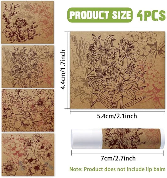 OLYCRAFT 100Pcs Self-Adhesive Lip Balm Tag Stickers 1.7x2.1 inch Waterproof Adhesive Label with Vintage Flower Rectangle Lipstick Tag Sticker for Lip Balm Container Tubes Lipstick Wrapping Decoration